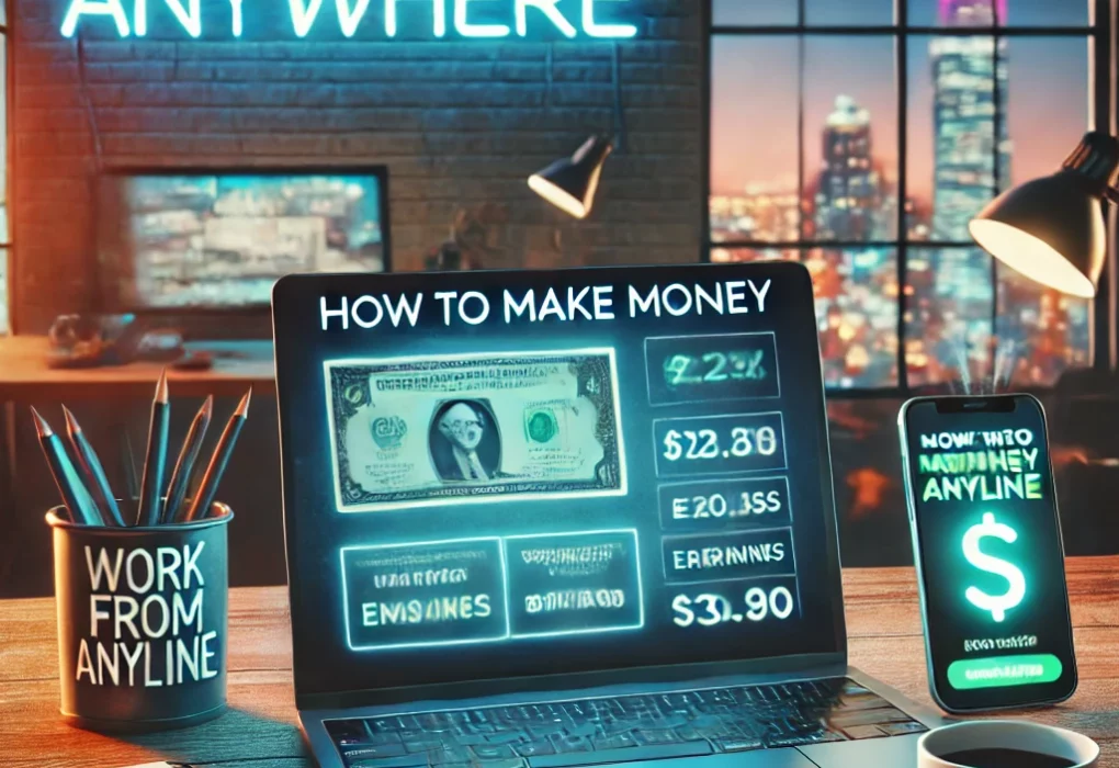 an ai generated pic showing how to make money online for beginners