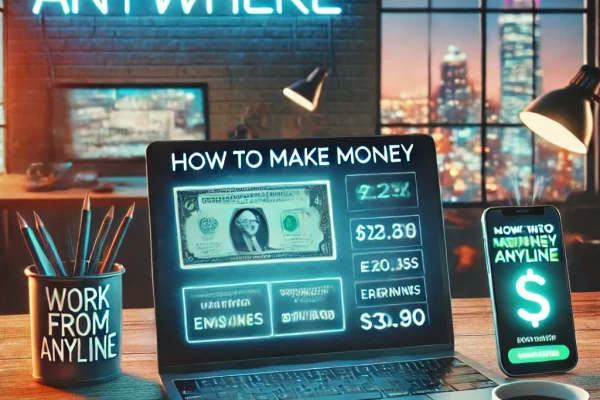 an ai generated pic showing how to make money online for beginners